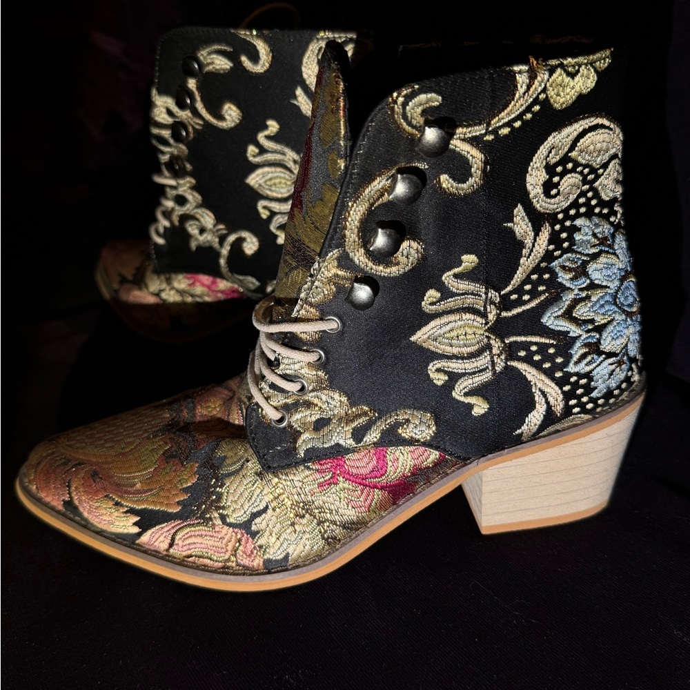 Embroidered Ankle Boots